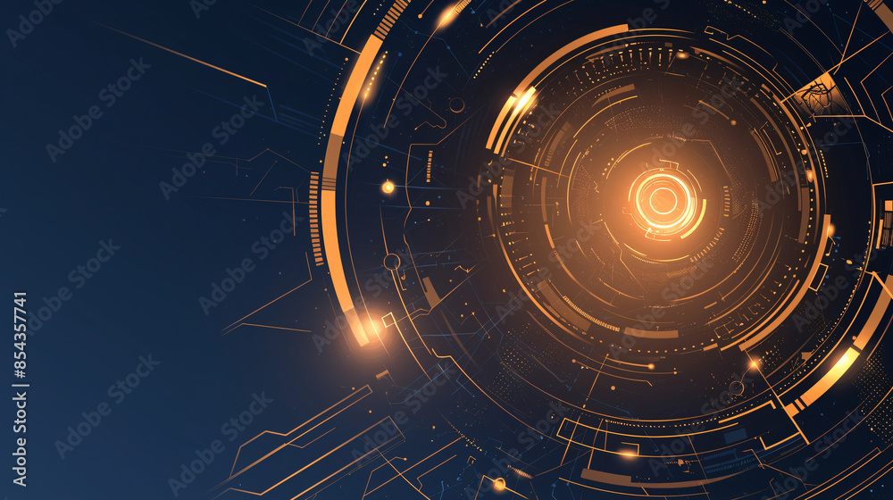 Obraz premium Abstract blue and orange technology background with copy space text, for technology, design, and futuristic