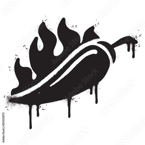 Spray Painted Graffiti Chili pepper icon Sprayed isolated with a white background