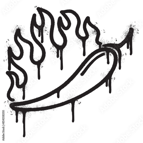 Spray Painted Graffiti Chili pepper icon Sprayed isolated with a white background.