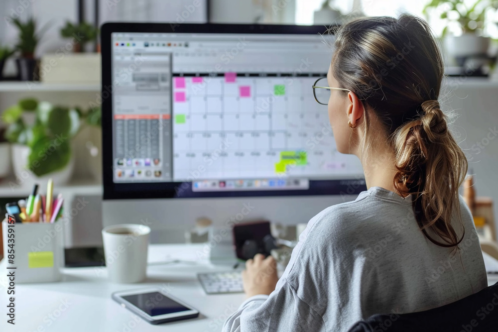 A person organizing their day on a digital calendar. Organizing Day A person organizing their day on a digital calendar. Organizing Day