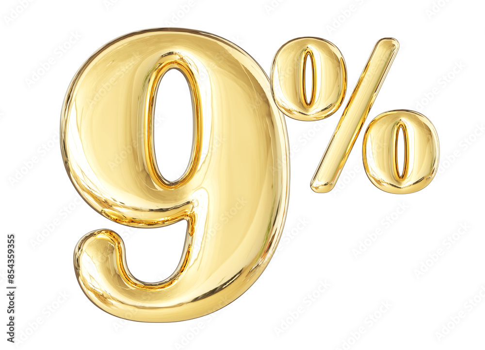 9 Percent Gold Number 3D 9 Percent Gold Number 3D