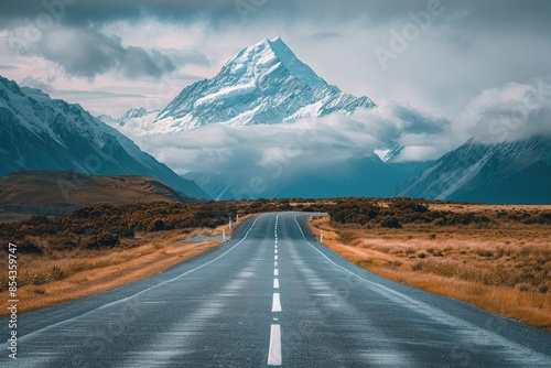 A road with a mountain in the background © itchaznong