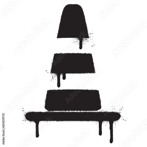 Spray Painted Graffiti traffic cone icon Sprayed isolated with a white background.