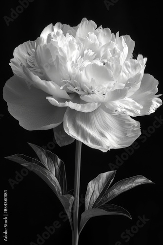Black and White Peony in Bloom