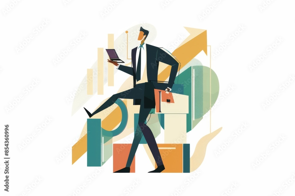Fototapeta premium Conceptual Business Flat Illustration created with Generative AI