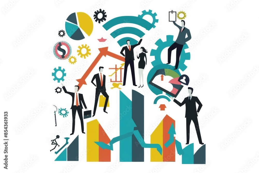 Conceptual Business Flat Illustration created with Generative AI Conceptual Business Flat Illustration created with Generative AI