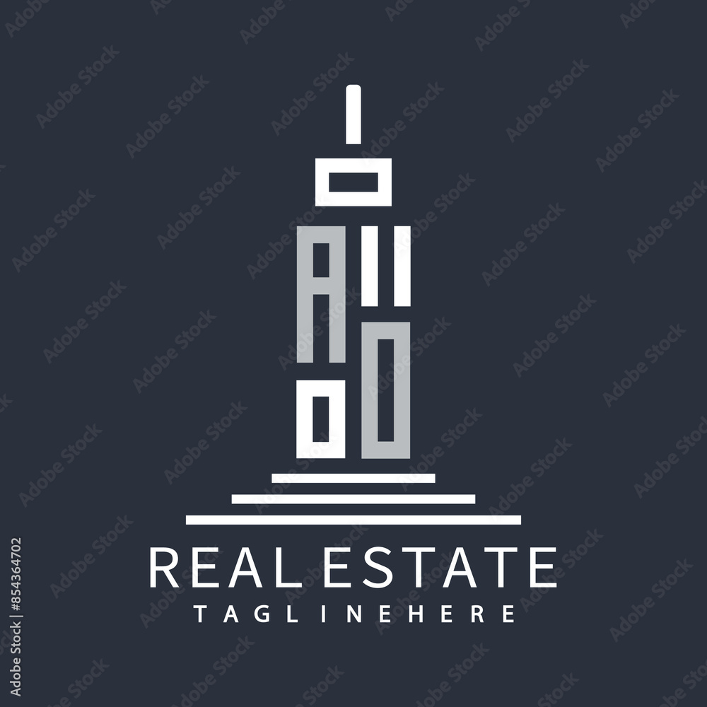 Obraz premium initial monogram logo for real estate with building shape creative design