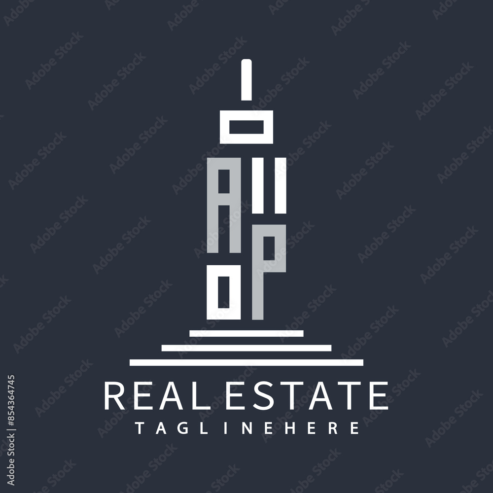 Obraz premium initial monogram logo for real estate with building shape creative design