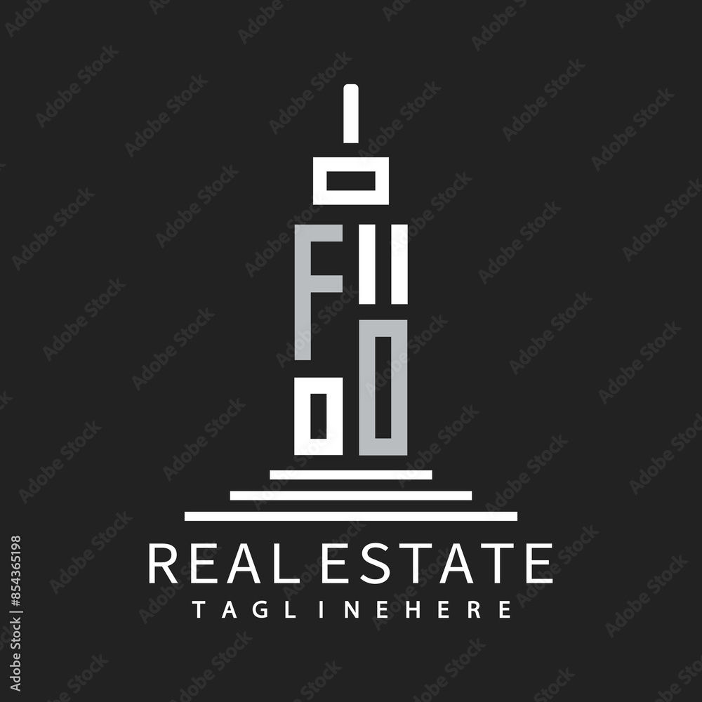 Obraz premium initial monogram logo for real estate with building shape creative design