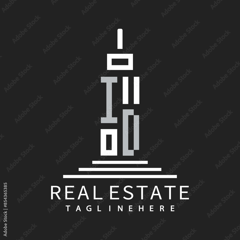 Obraz premium initial monogram logo for real estate with building shape creative design