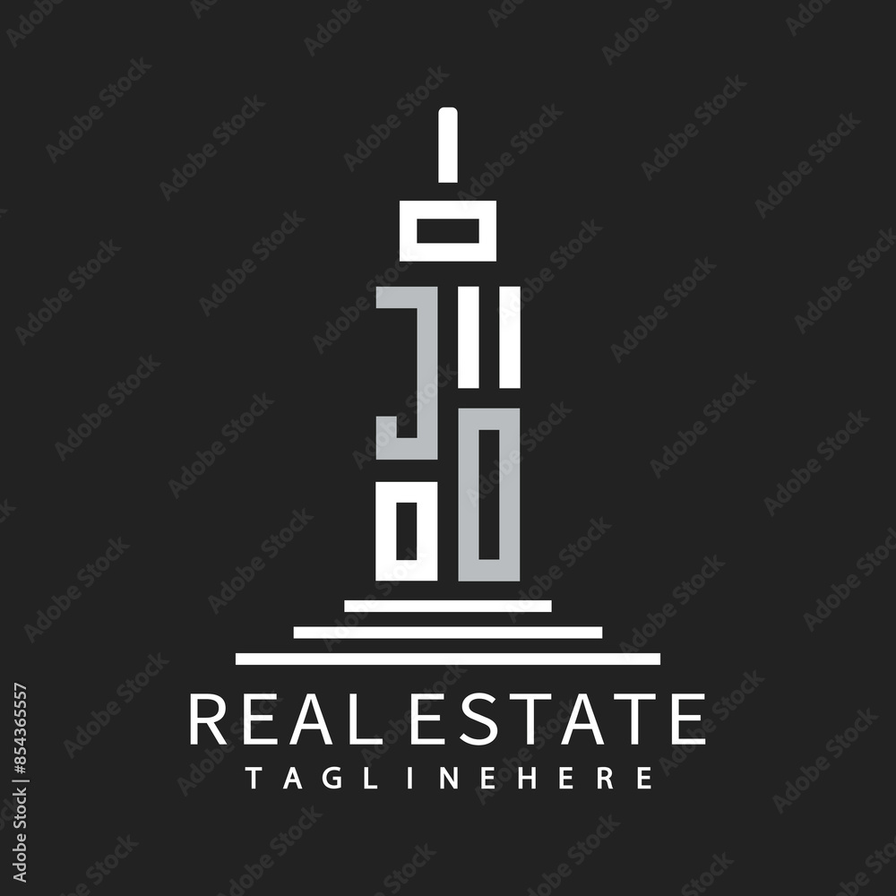 Obraz premium initial monogram logo for real estate with building shape creative design