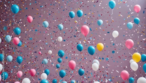 Pink, blue, and white party balloons for a trans celebration or a gender reveal party. 