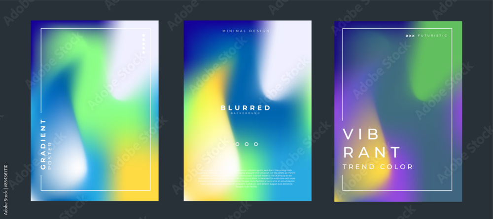 Fototapeta premium Set of abstract background with beautiful gradation color background for poster flyer banner