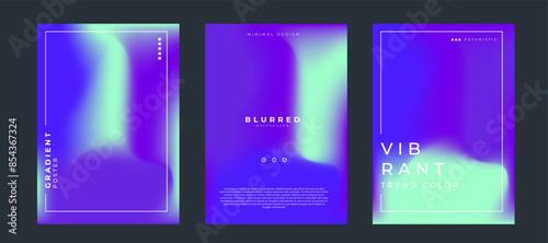 Blurred backgrounds set with modern abstract color gradient. Templates for posters flyers and cards