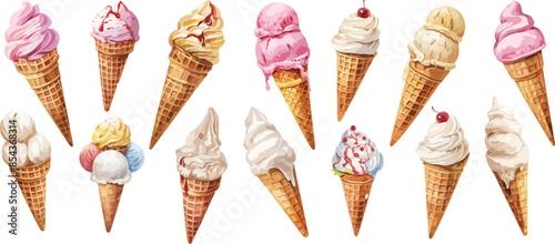 ice cream cone watercolor clipart	