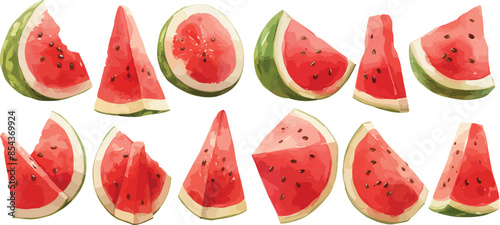 slice watermelon watercolor clipart	