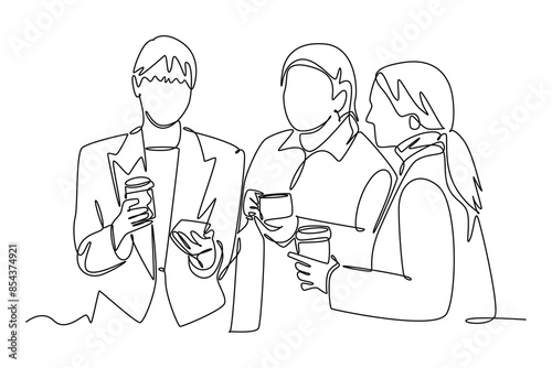 Meet Up Concept. Single line draw design vector graphic illustration.