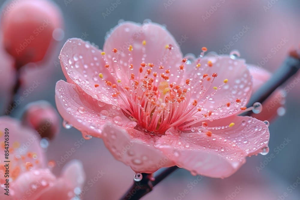 Pink Flower with Dew Drops Pink Flower with Dew Drops