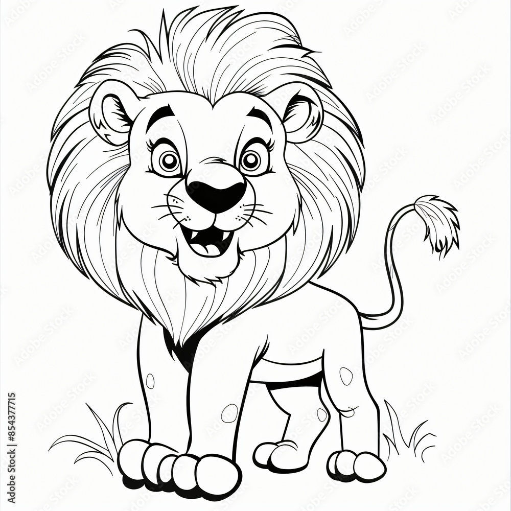 cartoon of a lion children coloring book page cartoon of a lion children coloring book page