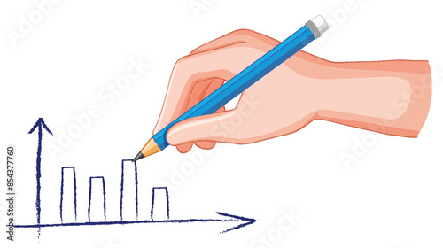 Hand sketching a bar graph with pencil