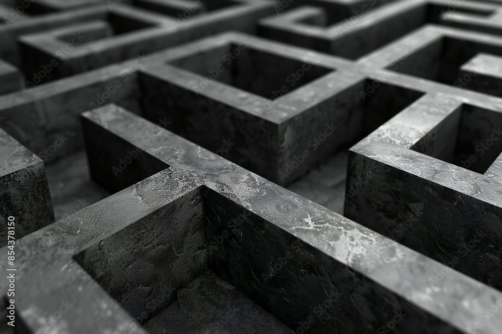 3D scene of a labyrinth pattern with raised pathways and deep channels , generated by ai 3D scene of a labyrinth pattern with raised pathways and deep channels , generated by ai