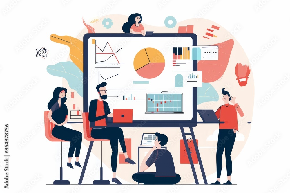 Fototapeta premium Conceptual Business Flat Illustration created with Generative AI