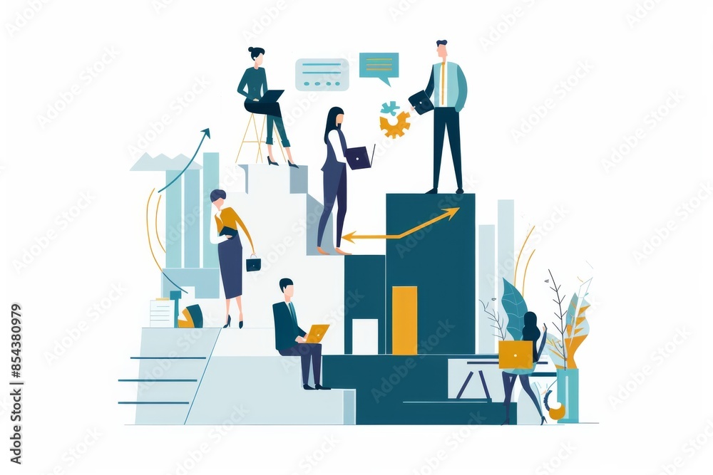 Conceptual Business Flat Illustration created with Generative AI Conceptual Business Flat Illustration created with Generative AI