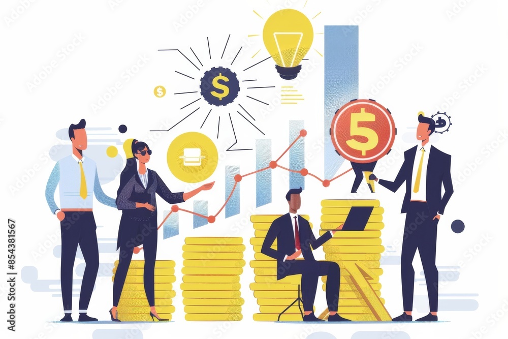 Conceptual Business Flat Illustration created with Generative AI Conceptual Business Flat Illustration created with Generative AI