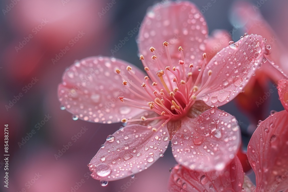 Pink Flower with Dew Drops Pink Flower with Dew Drops
