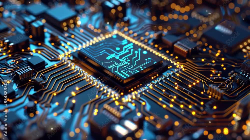 Design of algorithms specifically for quantum computers in technology concept. Video background, footage. 