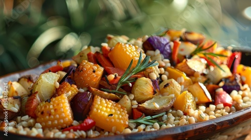 A medley of roasted root veggies and grains bring earthy warmth to the beach feast perfect for a breezy evening by the shore.