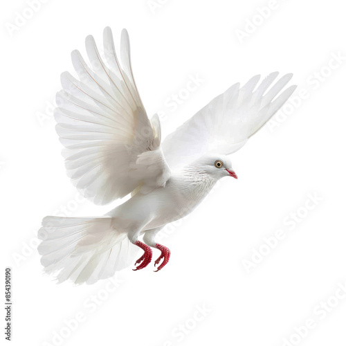 white pigeon or dove flying isolate on transparency background PNG © KimlyPNG