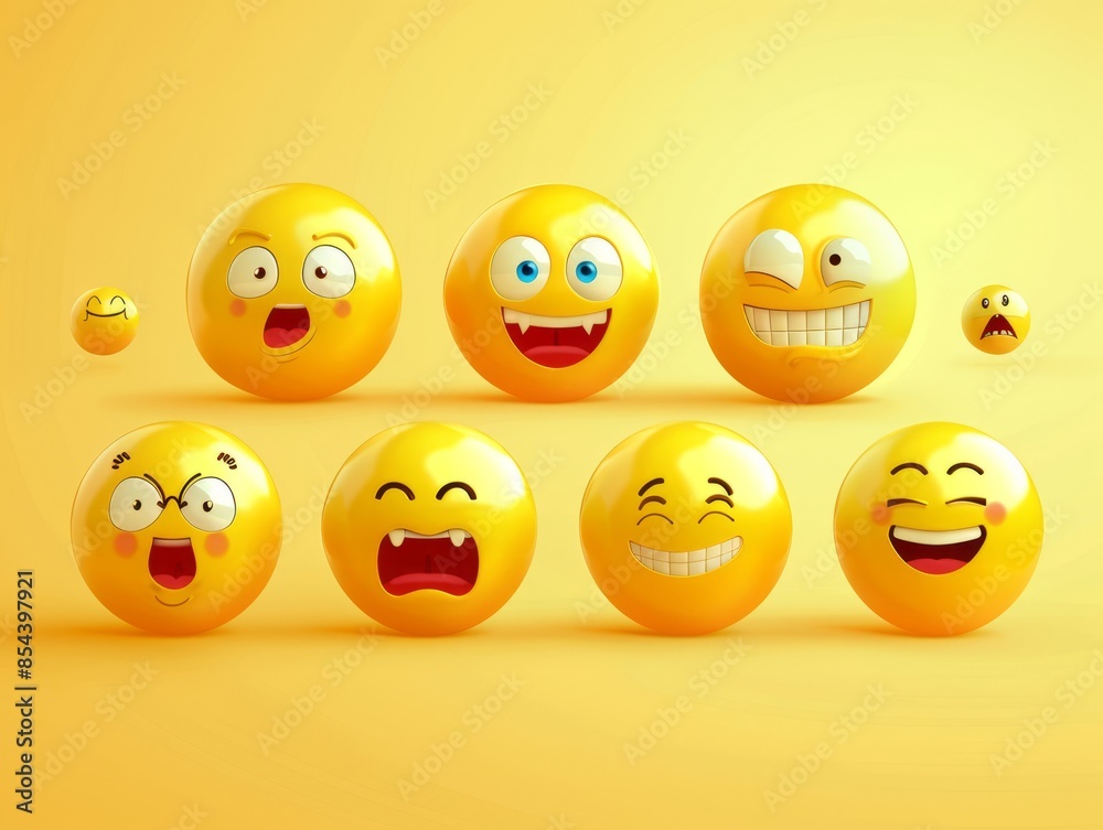 Vector illustration. A set of emoticons. A package of emoji icons. Funny yellow faces. Emoji Day Vector illustration. A set of emoticons. A package of emoji icons. Funny yellow faces. Emoji Day