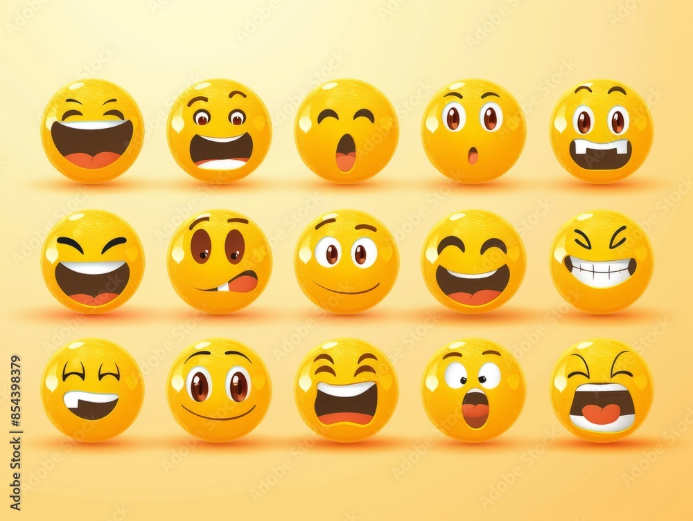 Vector illustration. A set of emoticons. A package of emoji icons. Funny yellow faces. Emoji Day Vector illustration. A set of emoticons. A package of emoji icons. Funny yellow faces. Emoji Day