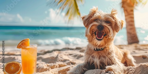 dog on the beach in summer