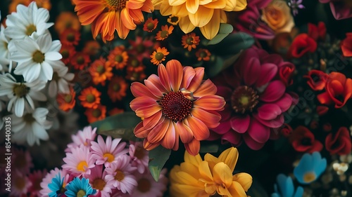 Close-up, image, various, vibrant, flowers, full ,bloom,, stock photography, intense and rich color palette © SA Studio