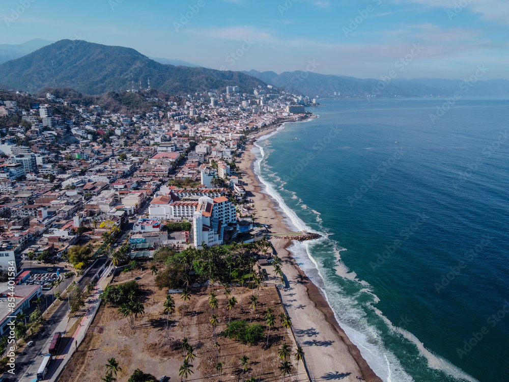 Fototapeta premium Aerial view of shrimp beach in Puerto Vallarta