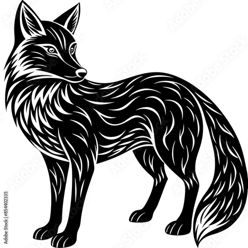 Vector illustration of a fox  animal