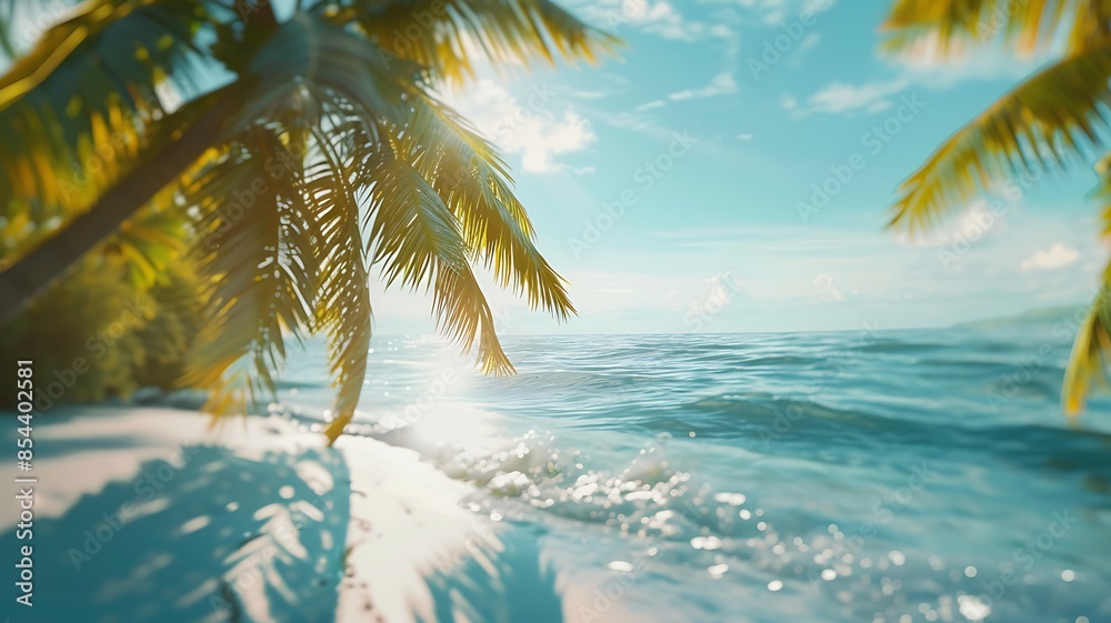 A picturesque tropical paradise on a summer holiday, text displayed against a backdrop of palm trees swaying in the ocean breeze, capturing the essence of relaxation A picturesque tropical paradise on a summer holiday, text displayed against a backdrop of palm trees swaying in the ocean breeze, capturing the essence of relaxation