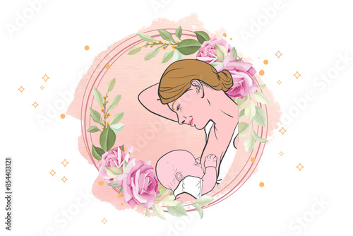 Hand drawn breastmilk vector illustration.