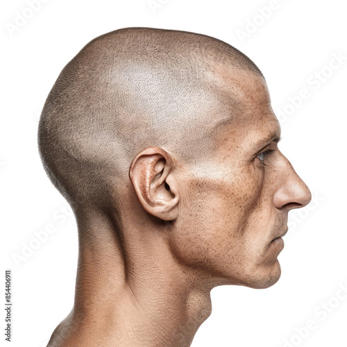 Profile of a Bald Man isolated on transparent background.