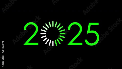 2025 new year loading progress bar Green. New Year 2025 Greeting Loading