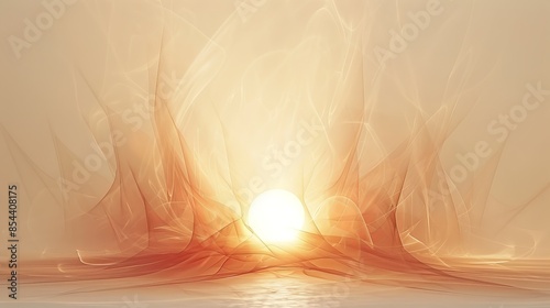 Radiant Sunlight Serenity: Abstract Minimalist Art with Glowing Orb and Soft Light