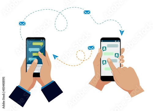 Set of Direct Message Process concept. 3D Illustration