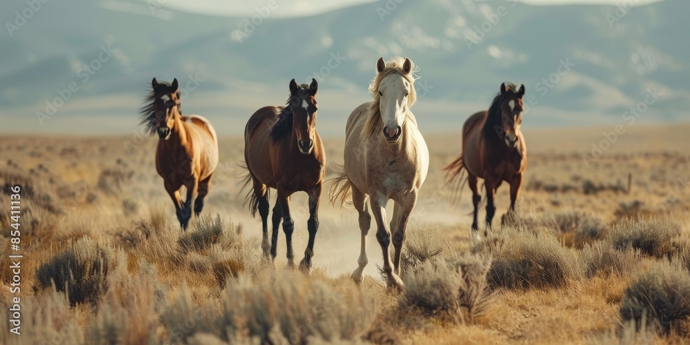 Wild horses running free on the open range. Wild horses running free on the open range.