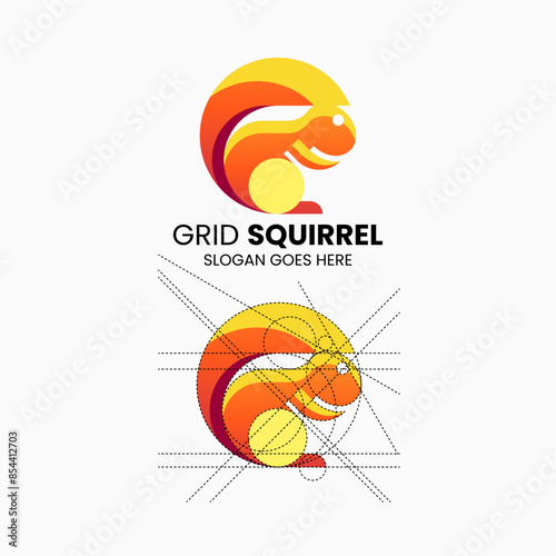 Vector Logo Illustration Squirrel Gradient Colorful Style