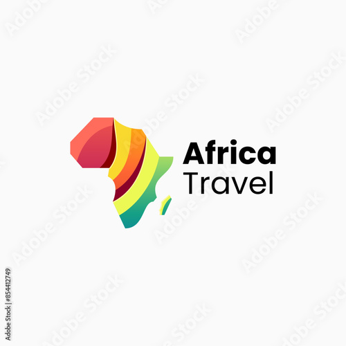 Vector Logo Illustration Africa Travel Gradient Colorful Style