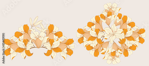 Lilium Candidum Botanical Illustration as a frame design and romantic invitation printing needs