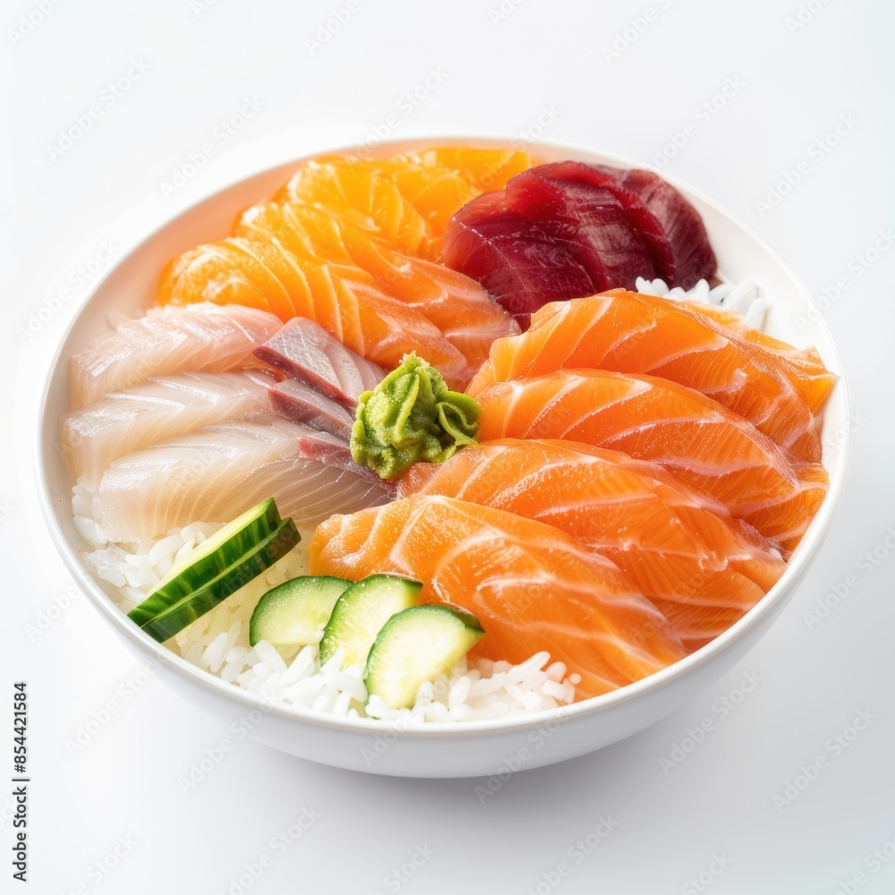 CHIRASHI DON. Mixed sashimi on sushi rice CHIRASHI DON. Mixed sashimi on sushi rice