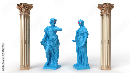 3d render antique sculptures in modern style photo